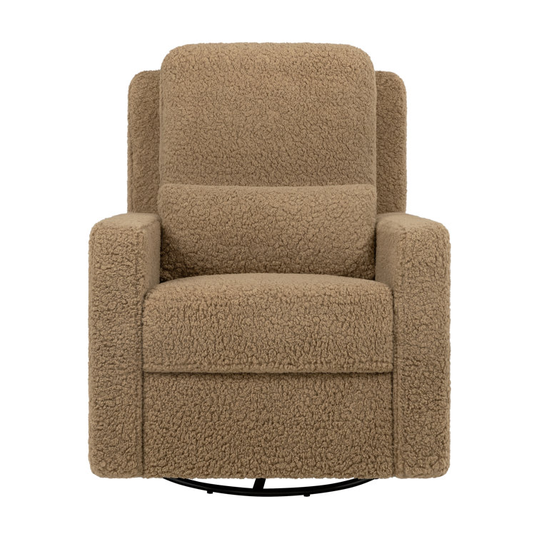 Cortado Shearling Swivel Recliner with Sustainably Sourced Wood