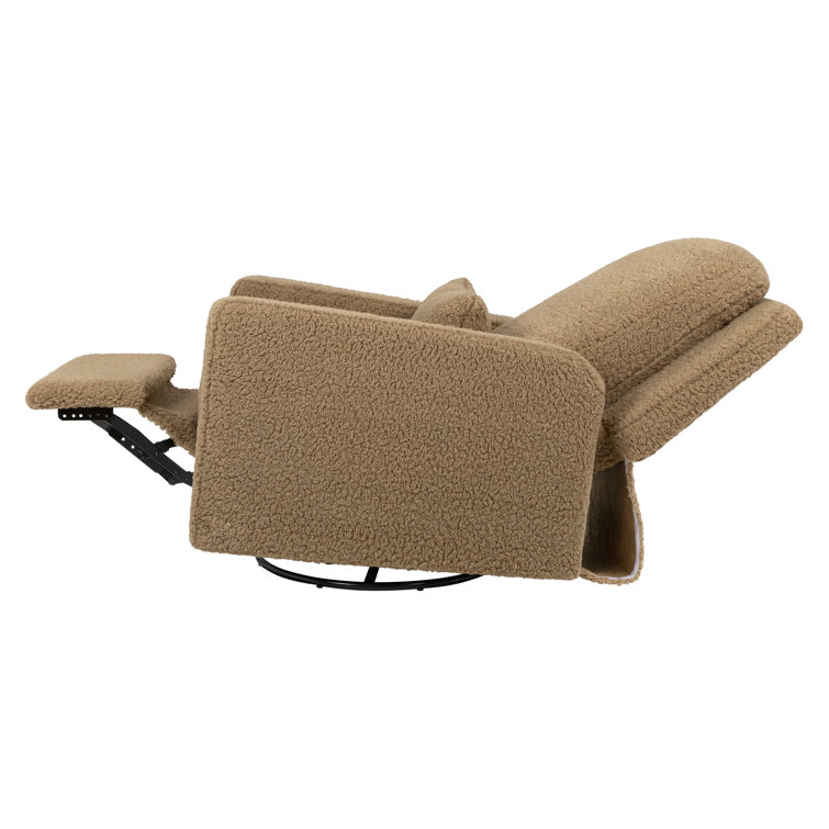 Cortado Shearling Swivel Recliner with Sustainably Sourced Wood