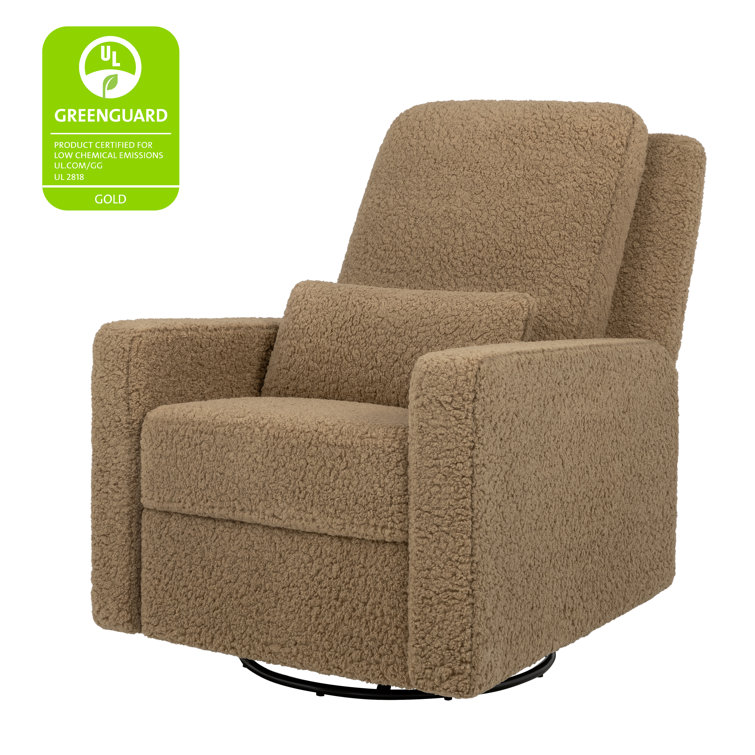 Cortado Shearling Swivel Recliner with Sustainably Sourced Wood