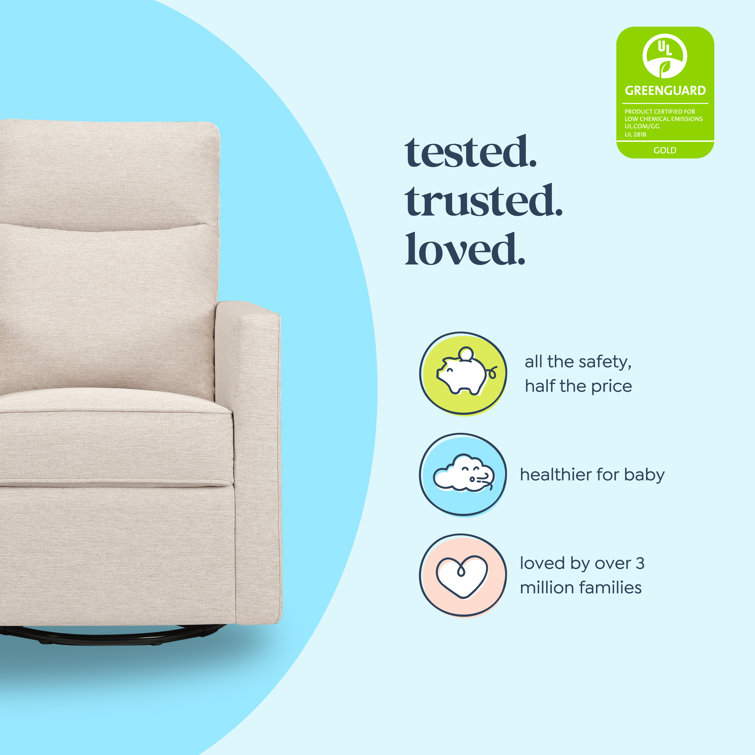 Beige Pillowback Swivel Glider with High Back Support
