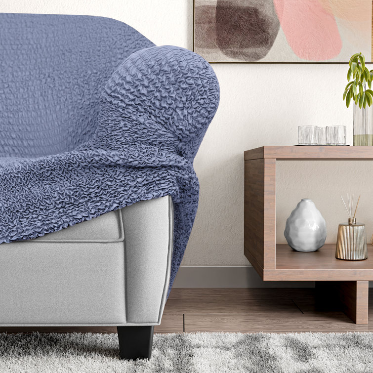 Blue Stretch Polyester Sofa Slipcover
