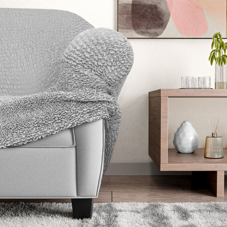 Light Gray Stretchy Microfiber Slipcover for Left Chaise Sectional Sofa