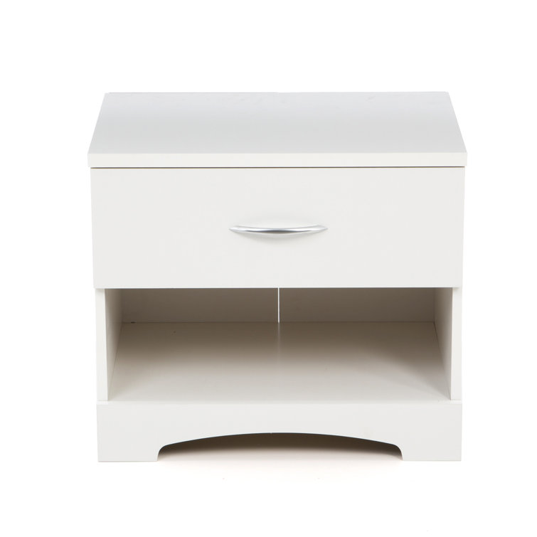 Pure White 1-Drawer Nightstand with Open Shelf