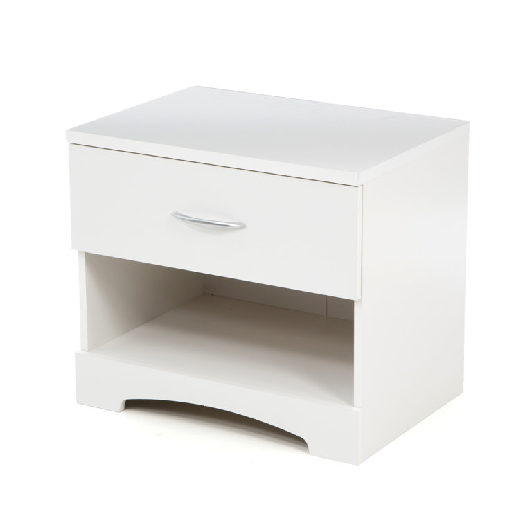 Pure White 1-Drawer Nightstand with Open Shelf