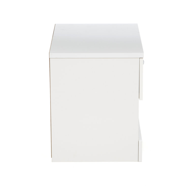 Pure White 1-Drawer Nightstand with Open Shelf