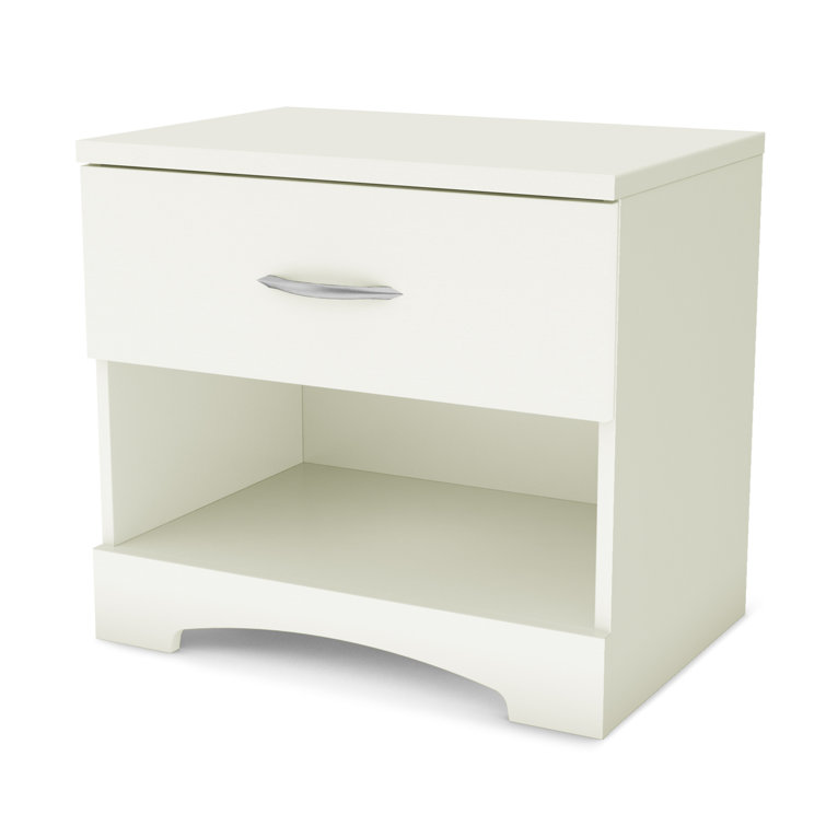 Pure White 1-Drawer Nightstand with Open Shelf