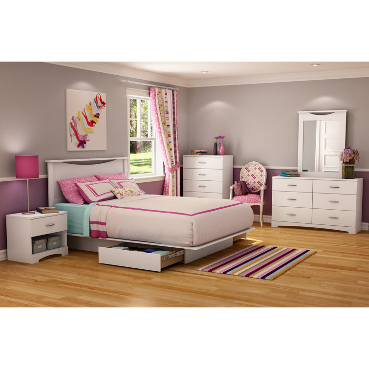 Pure White 1-Drawer Nightstand with Open Shelf