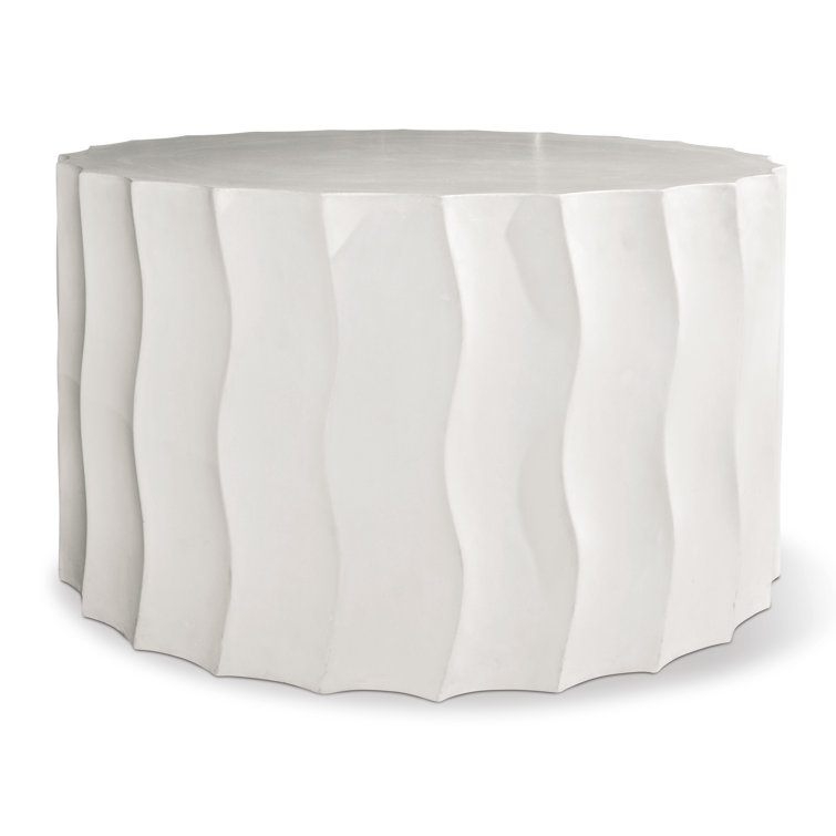 Ivory White Ceramic 26" Outdoor Accent Side Table