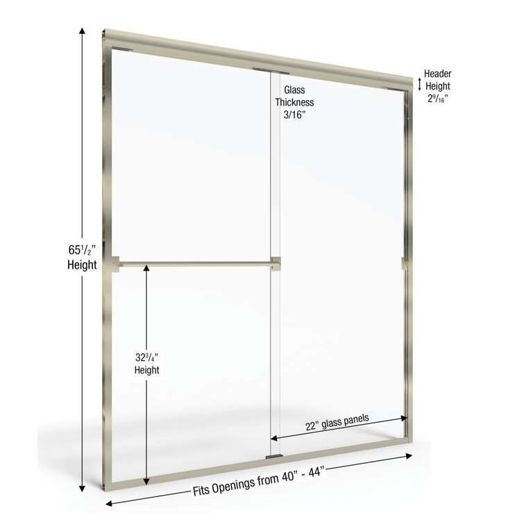 Classic 65.5" x 44" Brushed Nickel Frameless Sliding Shower Door