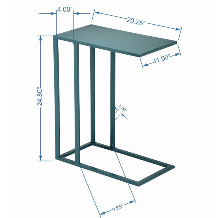 Teal Metal Slim Base Rectangular End Table