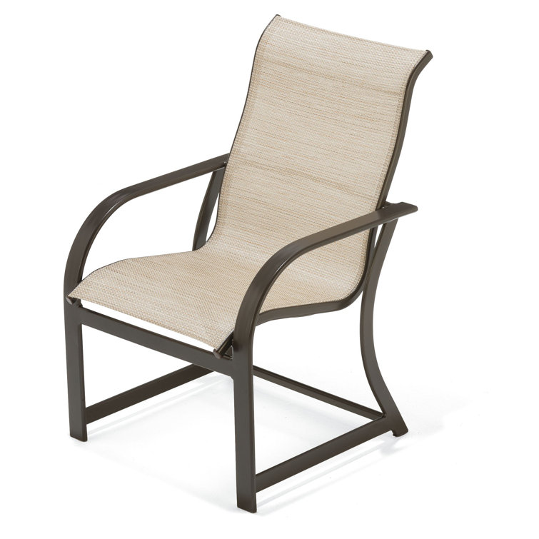 Java Brown Aluminum Sling Outdoor Dining Chair with Cushions