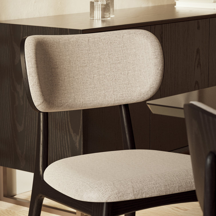 Harvest Natural Oak Upholstered Side Chair with Chenille Fabric