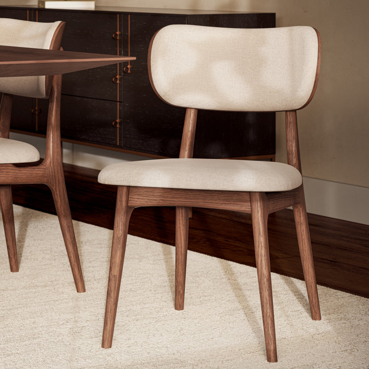 Harvest Natural Oak Upholstered Side Chair with Chenille Fabric