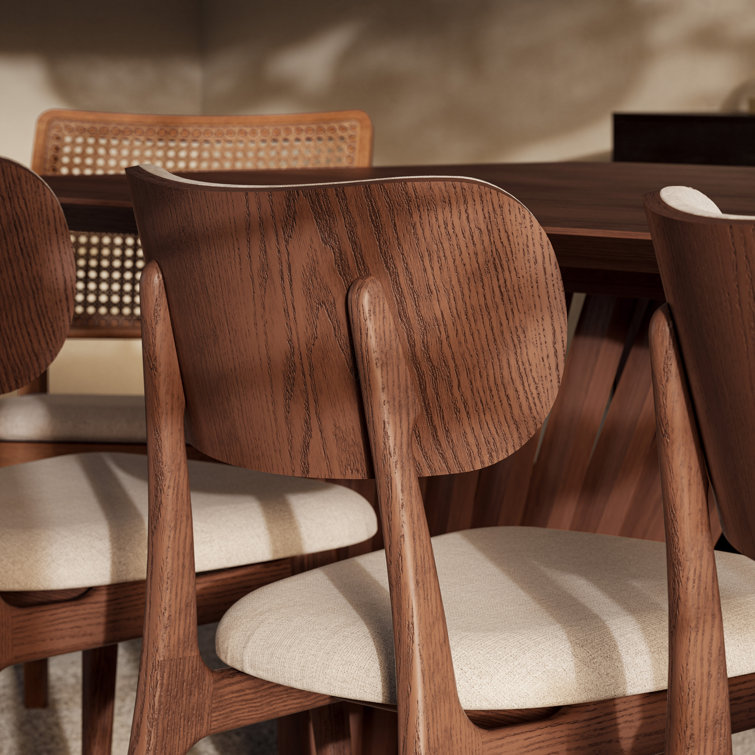 Harvest Natural Oak Upholstered Side Chair with Chenille Fabric