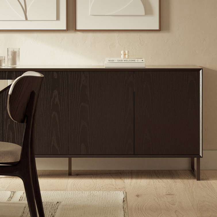 Bianca Beige Wood Buffet with Metal Base