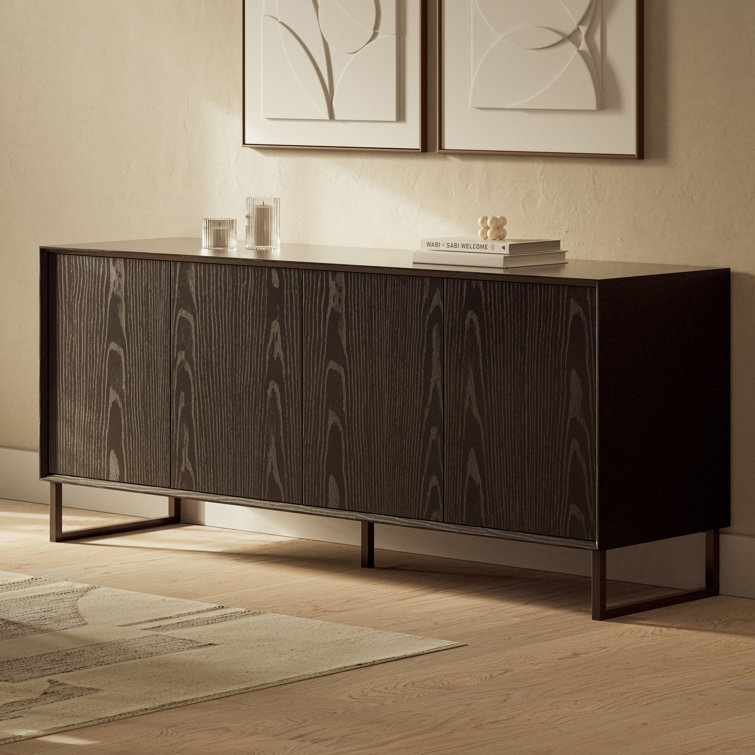 Bianca Beige Wood Buffet with Metal Base
