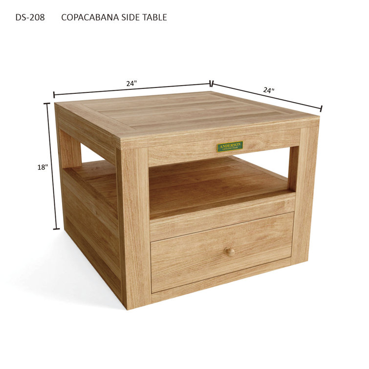 Copacabana Teak 24"x24"x18" Modern Outdoor Side Table