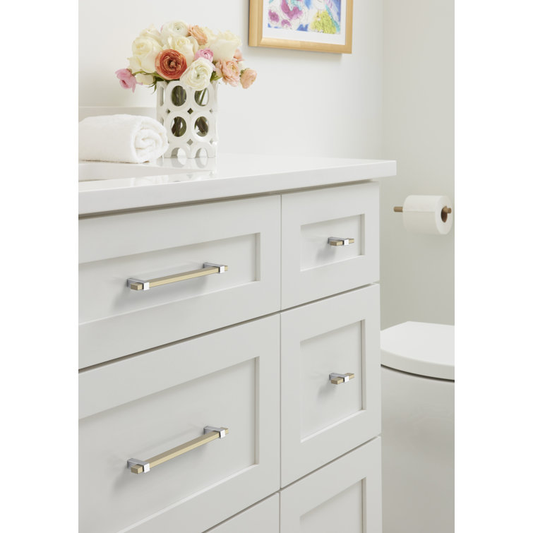 Golden Champagne and Polished Chrome T-Handle Cabinet Knob