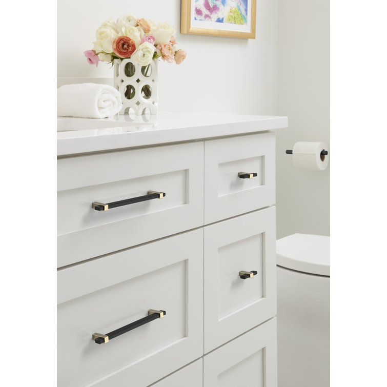 Matte Black and Golden Champagne T-Handle Cabinet Knob