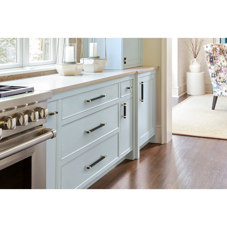 Matte Black and Golden Champagne T-Handle Cabinet Knob