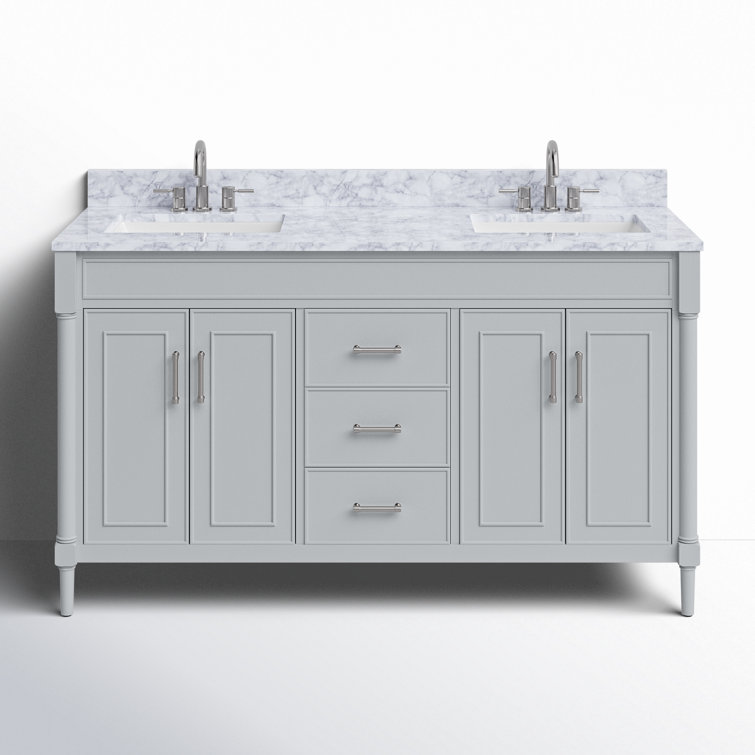 Bristol Light Gray 61'' Double Freestanding Bathroom Vanity