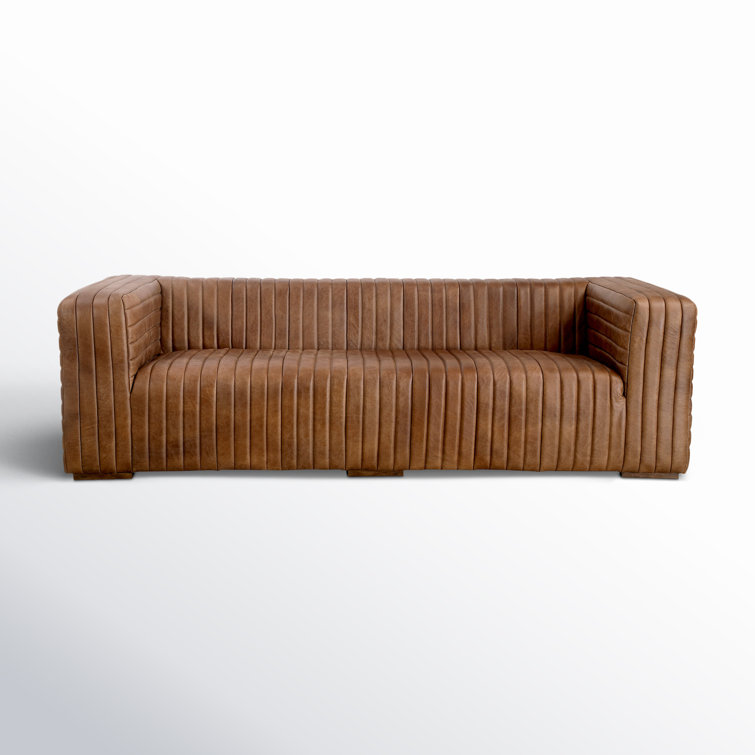 Castle Cappuccino Premium Leather Sofa with Solid Wood Frame