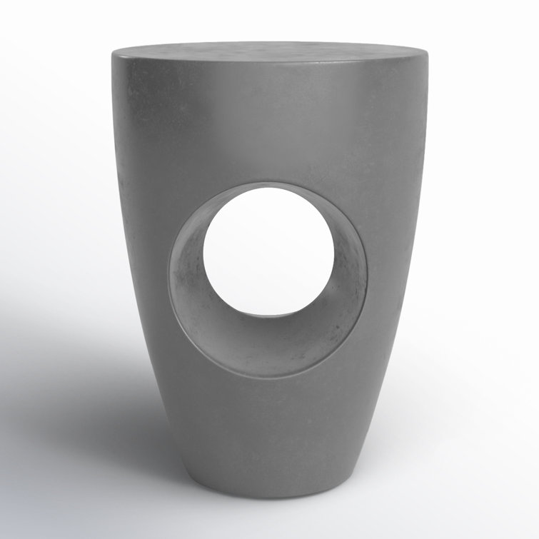 Transitional Aishi 14" Round Acrylic Gray-Brown Accent Table