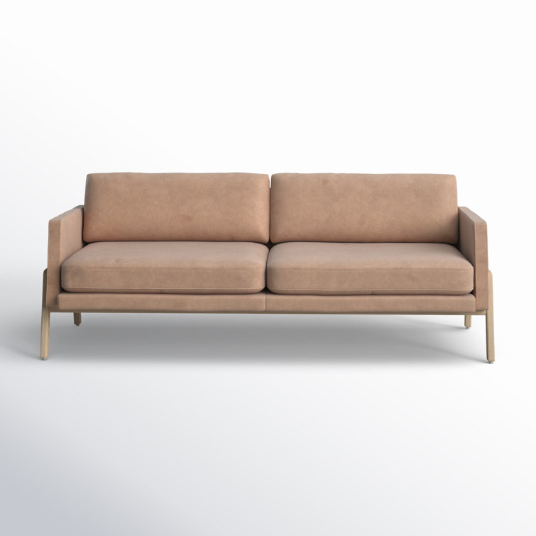 Viviana Ashwood Beige Top Grain Leather 84'' Sofa