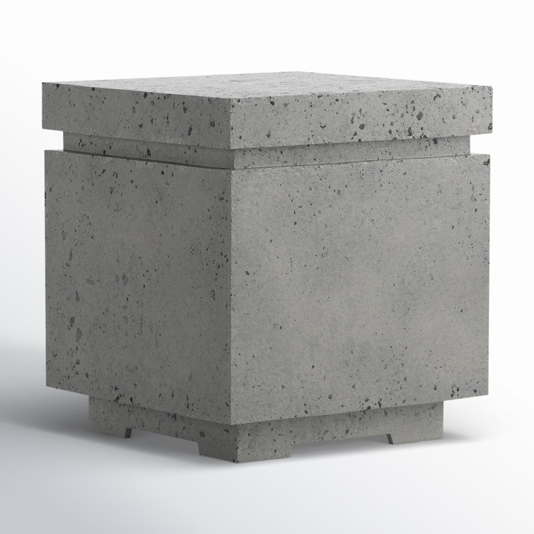 Pewter Concrete Square Outdoor Propane Fire Pit Table