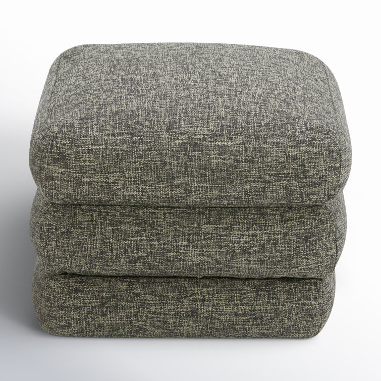 Donia Stone Tweed Upholstered Solid Wood Accent Stool