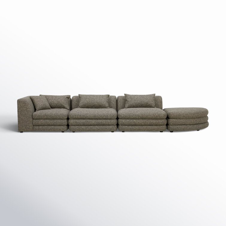 Donia Stone Tweed Polyester 4-Piece Modular Sectional Sofa