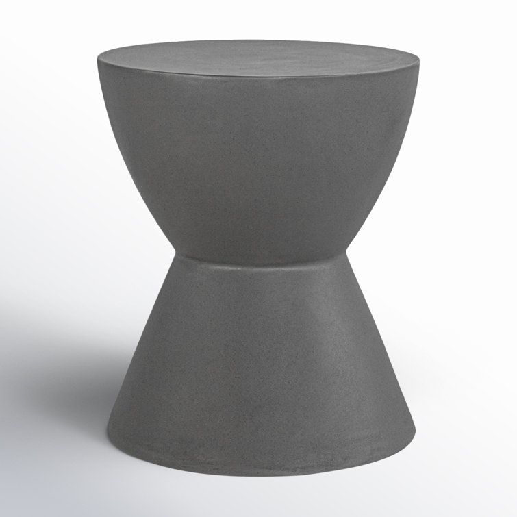 Gray Concrete Hourglass Outdoor Accent Stool