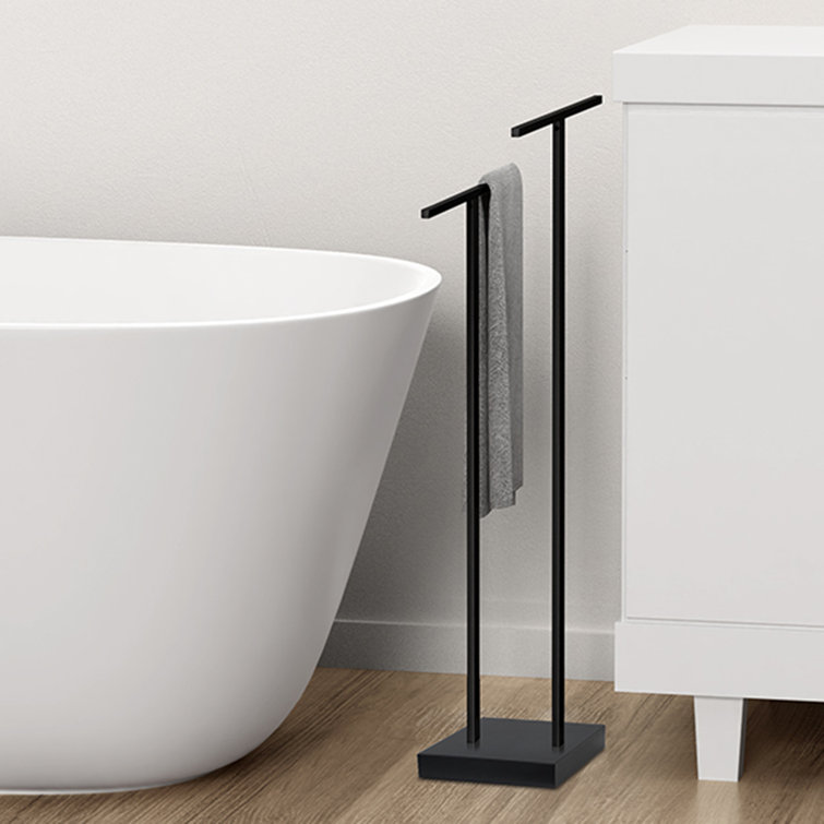 Matte Black Stainless Steel Freestanding 2-Tier Towel Rack