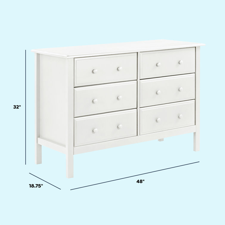 Jayden White Double Dresser with 6 Drawers