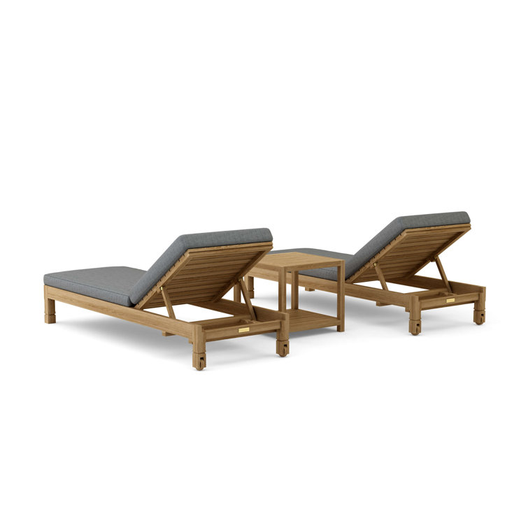 South Bay Glenmore Teak 3-Piece Outdoor Chaise Lounge Set