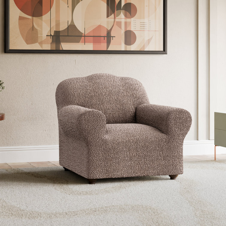 Camel Italianate Modern Stretch Armchair Slipcover, 21"-39" Wide