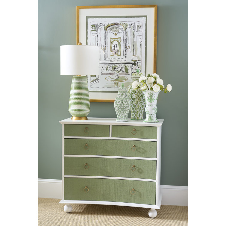 Green and White Ceramic Decorative Table Urn, 20"