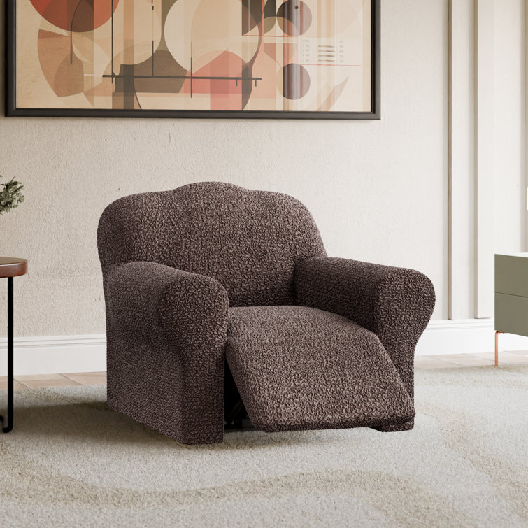 Brown Stretch Recliner Chair Cover with Elastic Closure