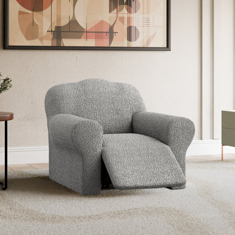 Platinum Stretch Polyester Recliner Sofa Slipcover with Tuck Strips