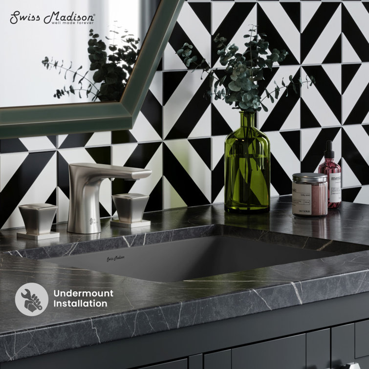 Plaisir Matte Gray Ceramic Rectangular Undermount Bathroom Sink
