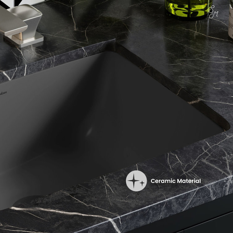 Plaisir Matte Gray Ceramic Rectangular Undermount Bathroom Sink