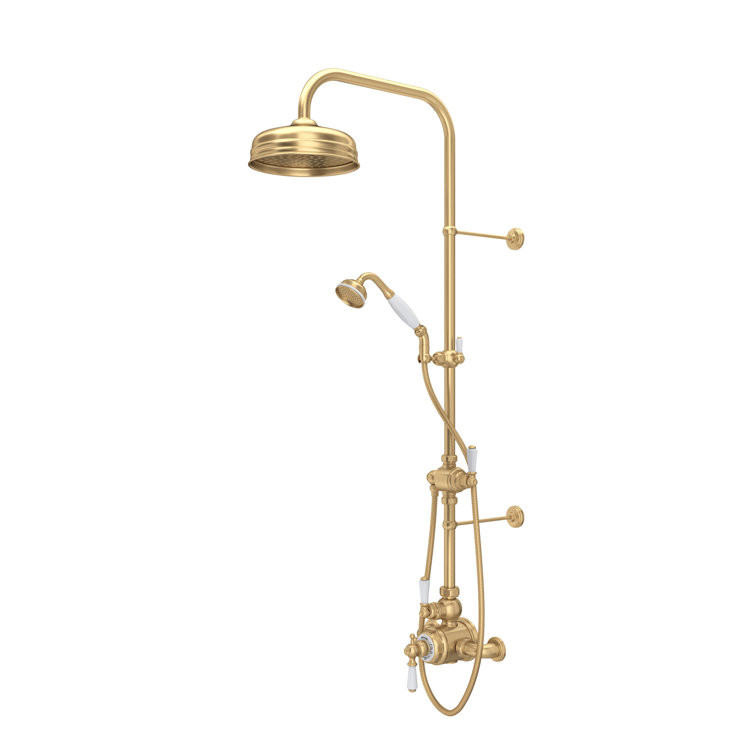 Edwardian Gold Brass Traditional Multi-Head Shower System