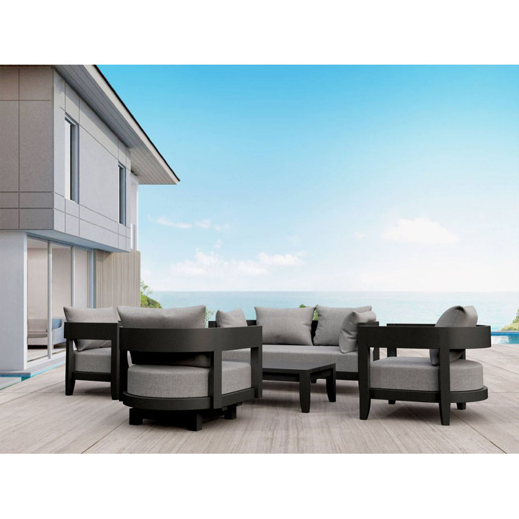 Coronado Dark Grey Aluminum 5-Piece Outdoor Seating Set