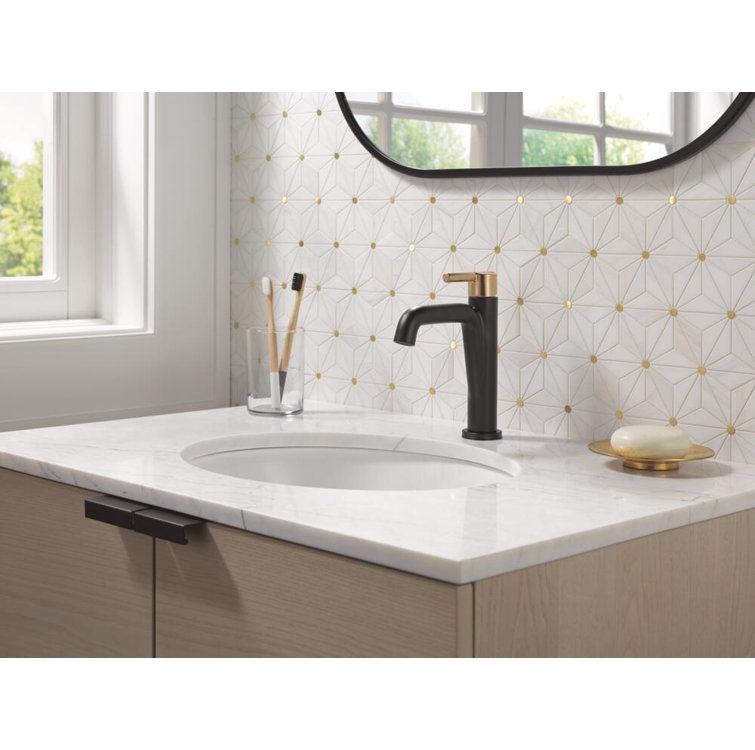 Matte Black and Champagne Bronze Single Handle Bathroom Faucet