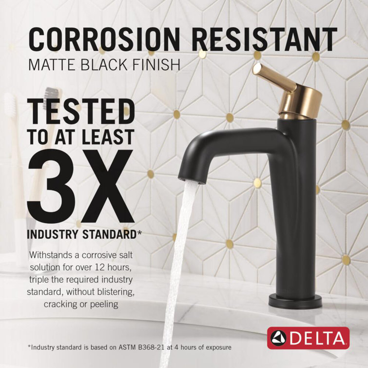 Matte Black and Champagne Bronze Single Handle Bathroom Faucet