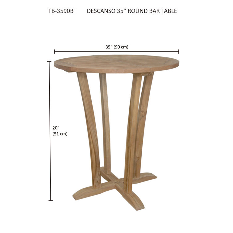 Teak 5-Piece Round Outdoor Dining Set with Stackable Chairs