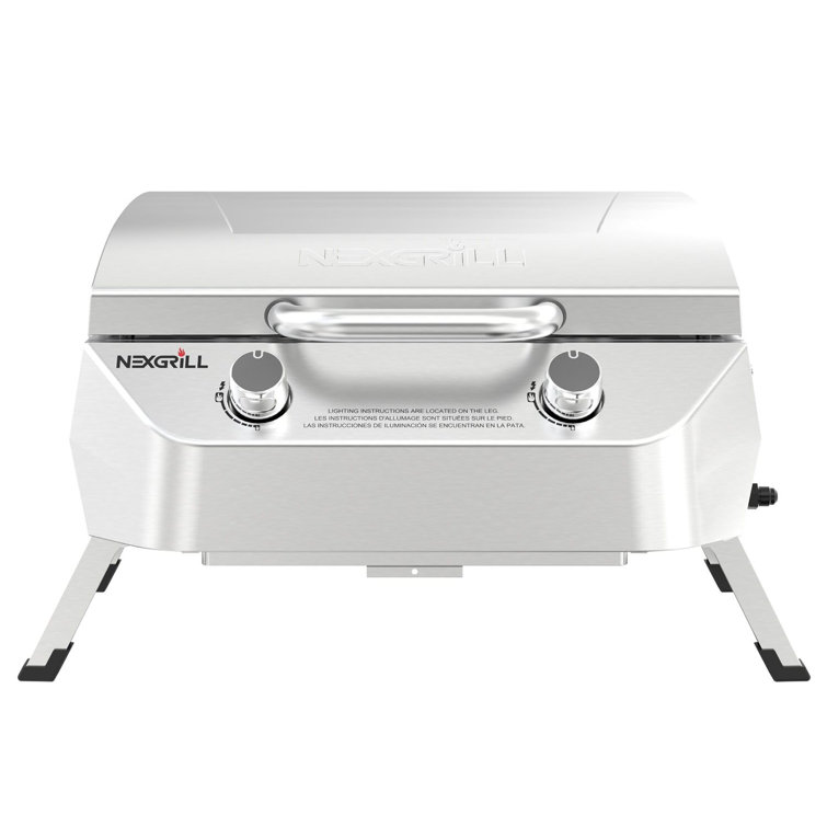 Compact Stainless Steel 2-Burner Portable Propane Gas Grill