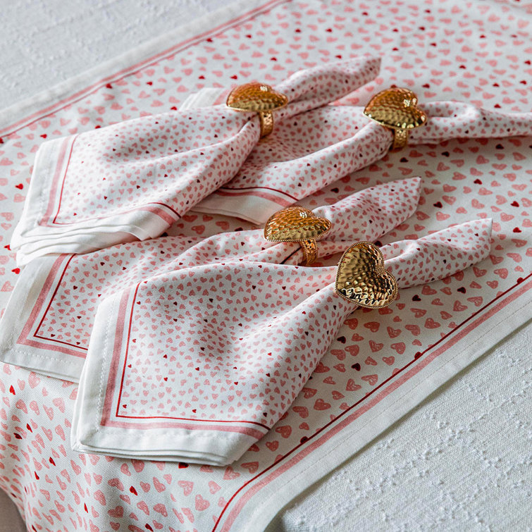 Pink Hearts Cotton Linen Table Runner 18" x 90"
