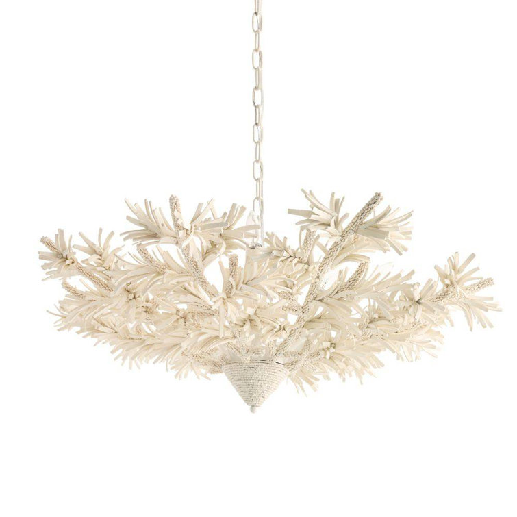Fernanda White Coconut Shell Bead 8-Light Chandelier