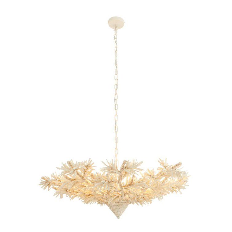 Fernanda White Coconut Shell Bead 8-Light Chandelier